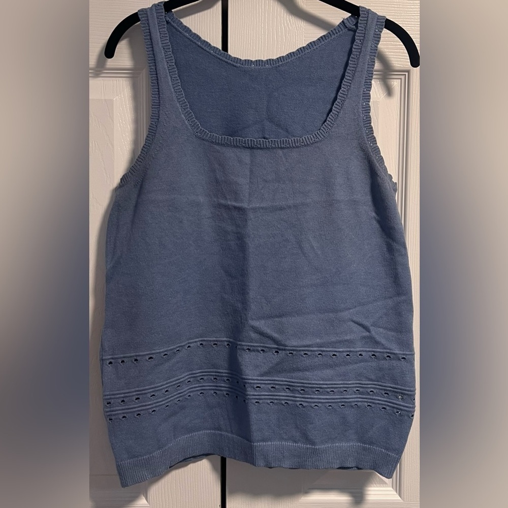 Women's Blue Sleeveless Sweater Blouse
